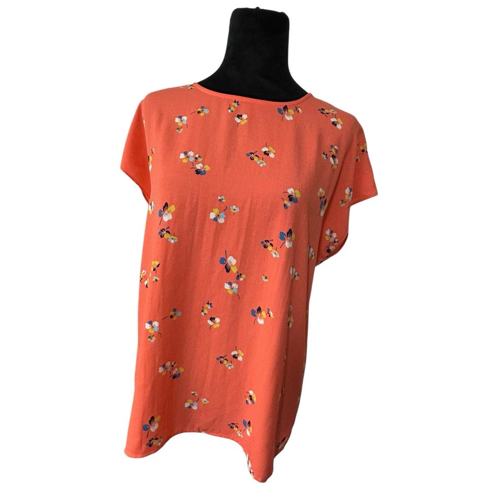 Halogen Women's Coral Floral Blouse Size Small